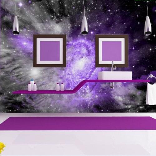 Wholesale 3d Wall Ceiling Mural for Baby Child Room Starry Purple Sky Murals Sofa Background 3d Photo Murals Vinyl Wallpaper