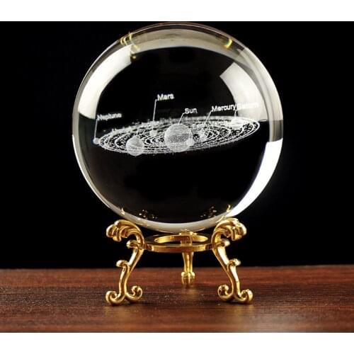 3D Laser Engraved Solar System Crystal Ball Planets Decorative Glass Ball Crafts Globe Nordic Home Decoration Accessories