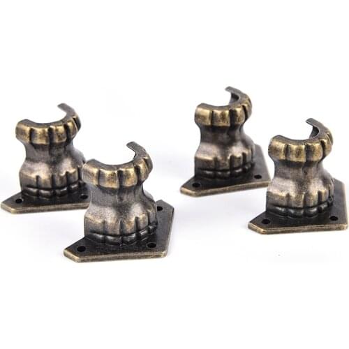 4PCS Antique Brass Jewelry Chest Wood Box Decorative Feet Leg Corner Bracket Protector For Furniture Cabinet Protect Hardware