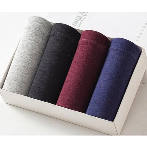 4pcs/Lot MenS Cotton Underwear Male Boxer Sports Breathable Underpants Boxer Shorts Sexy Panties Antibacterial Panties L-4XL