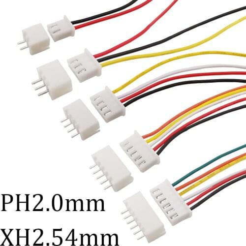 5Set/Lot JST PH XH Wire Connectors PH2.0mm XH2.54mm 2P 3P 4P 5P 6P Female Socket Extension Cable + Male Plug JST Connector Kit