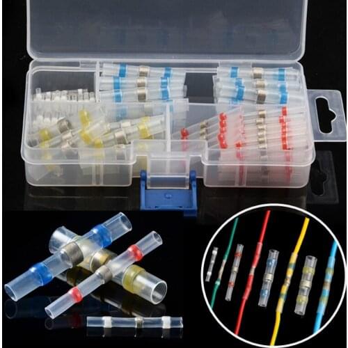 50/100Pcs Waterproof Insulated Solder Seal Wire Connectors Heat Shrink Butt Connectors Soldering Terminals Automotive Marine Kit