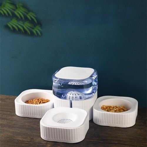 Large-Capacity Pet Automatic Feeder Integrated Cat Waterer With Base Non-Slip Feeder Bowl Non-Wet Mouth Removable Pet Supplies