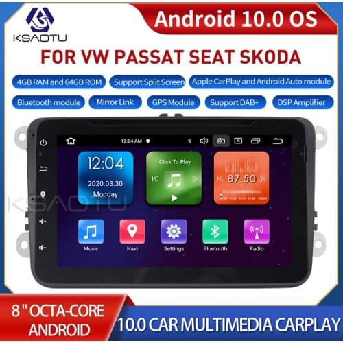 KSAOTU 8025 8" 8-Core Android 10.0 Car Stereo Carplay DSP DAB+ GPS WiFi USB DVB-T 4G TPMS Canbus OBD2 For VW PASSAT SEAT SKODA