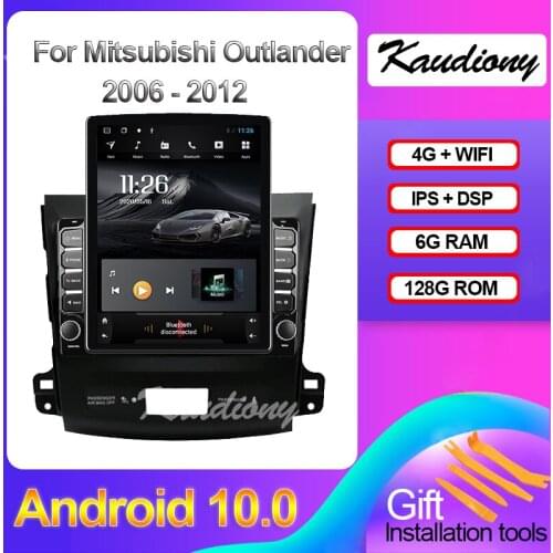 Kaudiony 9.7" Tesla Style Android 10.0 For Mitsubishi Outlander Car Multimedia Player Car Radio Auto GPS Navigation 4G 2006-2012