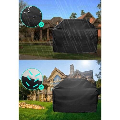 BBQ Grill Cover 7 Sizes Black Outdoor Waterproof Barbeque Cover Anti-Dust Protector For Gas Charcoal Electric Barbecue Grill