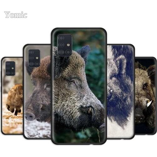 Wild Boar Animal TPU Black Case for Samsung Galaxy A51 A50 A71 A70 A10 A20 E A30 S A31 A40 A41 A01 Soft Phone Bags Cover