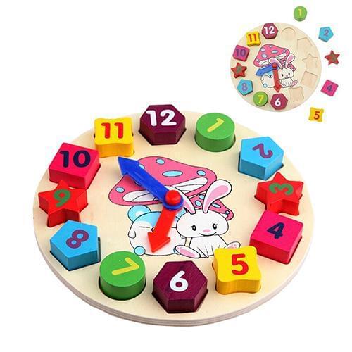 Kid\s Baby\s Wooden Digital 12 Numbers Clock Blocks Educational Intellectual Toy