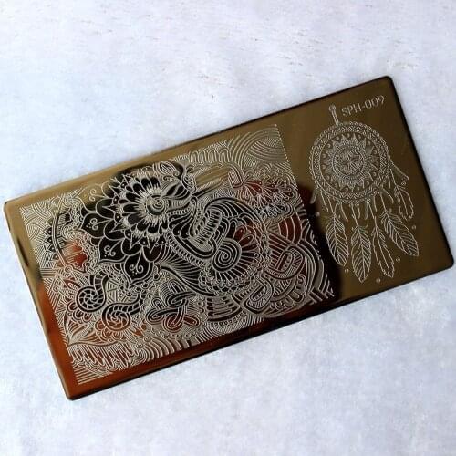 1pc Feather Nail Art Stamp Plate Mandala Stamping Image Plate Damask Lace Nail Stamping Plate SPH-09 12*6CM CREAM CATCHER
