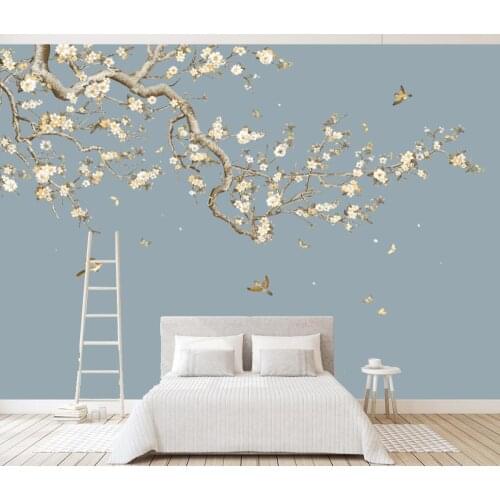 Custom Mural Wallpaper Modern Hand painted flower and bird magnolia flower Photo Wall Paper Living Room Papel De Parede painting