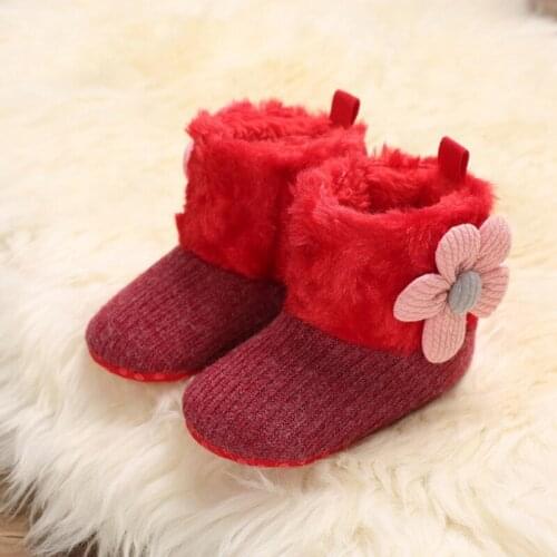Newborn Baby Boy Girl Flower Cotton Knitting Boots Casual Shoes First Walker Non-slip Soft Sole Shoe 0-18M New Arrivals