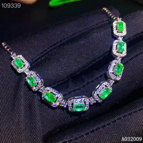 KJJEAXCMY fine jewelry 925 sterling silver inlaid natural emerald bracelet elegant girl hand bracelet support testing