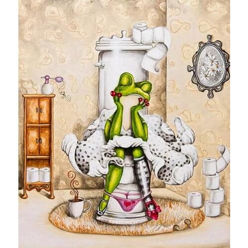 5d Frog Diamond Art Mosaic Toilet Embroidery Painting Large Size Stones Drawing Picture Wall Decor Handcraft Gift New Arrival