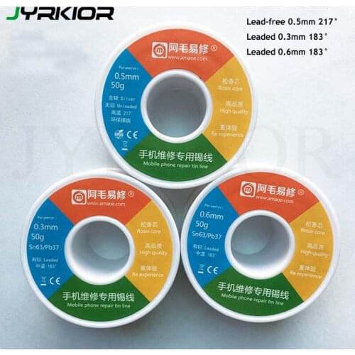 Jyrkior Welding Iron Wire Reel 50g 0.3mm 0.5mm 0.6mm Tin Leaded Unleaded Line Rosin Core Flux Solder Soldering
