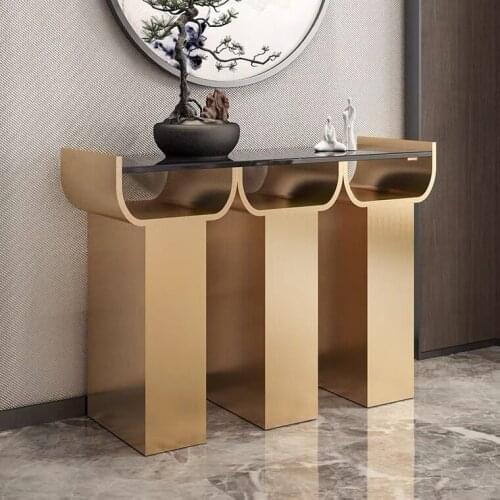 Chinafurniture console cabinet modern minimalist light luxury style marble wall side viewing platform
