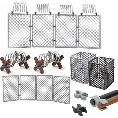 City Military Base Compatible with lego Barbed Wire Building Block MOC Parts Brick 30104 92338 chain Fence Isolation net Brick