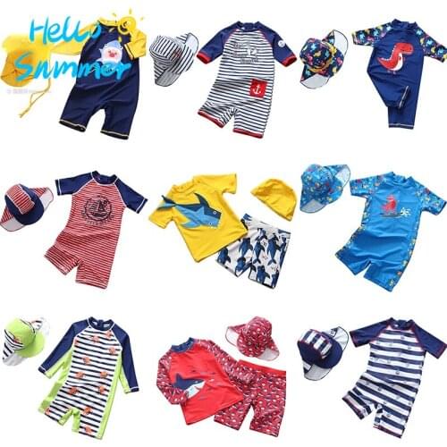 Swimsuit Kids UPF50+ Bathing Suit for Children Boys Shark Dinosaur Print Baby Boy Swimwear UV Protection Beach Swimming Trunks