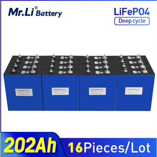 16pcs Lifepo4 3.2V 200Ah Cells 12v 24v 48v 202Ah lithium iron phosphate battery with golf RV power tools Deep Cycle Cells
