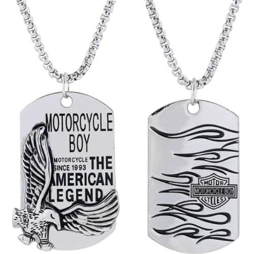 Fashion Punk Men Necklace Motorcycle Biker Stainless Steel Chain Alloy Pendants Flame Eagle Statement Gothic Rock Women Jewelry
