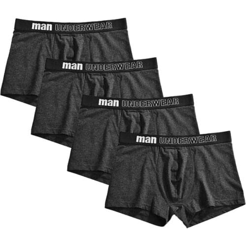 Men Boxer Cotton Sexy Breathable Underwear Male Comfortable Solid Panties Underpants Cueca Boxershorts Homme For Men 4 pcs/Lot