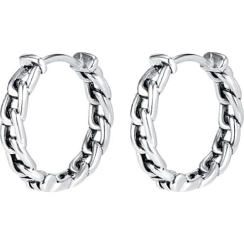 Stainless Steel Cuban Chain Link Men Punk Rock Hoop Earrings Jewelry Gift For Him
