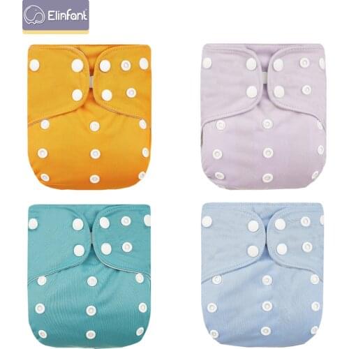 Elinfant 4pcs Set Suede Cloth Dry Fast New Design Washable Adjustable Reusable For 3-15kg Cloth Pocket Diaper