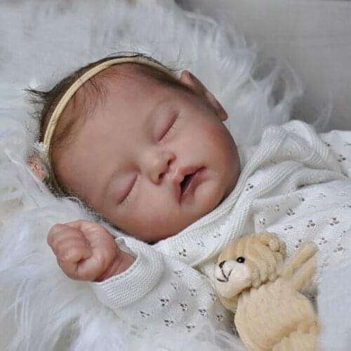 NPK 19inch Reborn Doll Kit VIVIA Sweet Sleeping Baby with Body DIY Unfinished Doll Parts DIY Doll Toys