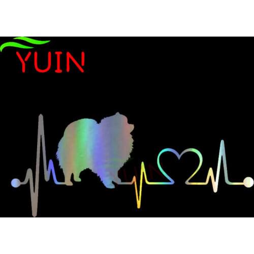 Fashion Car Sticker Pomeranian Dog Heartbeat Lifeline Decal Fun PVC Decorative Stickers Waterproof Waterproof Sunscreen Decals