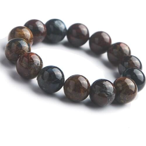 Genuine Natural Pietersite Gems Stone Big Stretch Crystal Round Bead Woman Men Powerful Bracelet 15mm