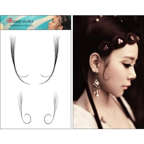 New Baby Hair Tattoo Stickers Sexy Temporary Tattoos For Women Hair Art Realistic Sticker Waterproof Tatto Fake Hairstyle Tattoo