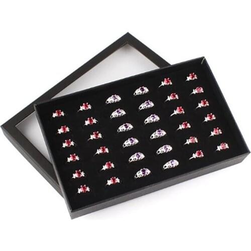 Earrings Jewelry Display Holder Organizer Practical Show Case Transparent Window PVC 36 Slots Ring Box Tray Storage Case