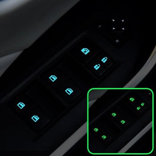 Car Door Windows Control Panel Luminous Button Sticker For Kia rio ceed sportage cerato soul hyundai creta elantra i30 hb20