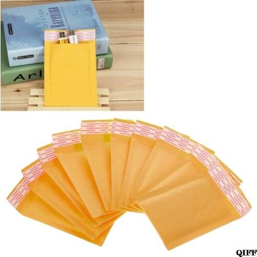 Drop Ship&Wholesale 10 Pcs Kraft Bubble Mailers Yellow Padded Mailing Bags Paper Shipping Envelopes APR28