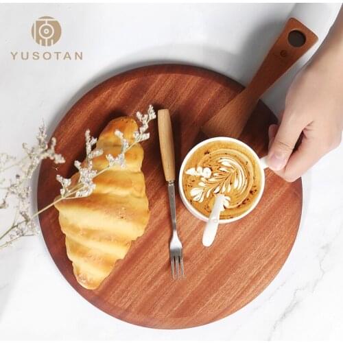 1PC natural wood cutting board with handle dishes serving tray bread baby food cutting board solid wood chopping board YUSOTAN