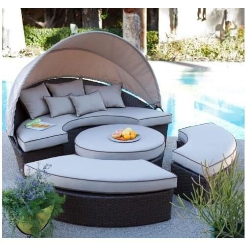Rattan sunbed outdoor furniture waterproof sun bed outdoor beach daybed