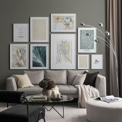 Modern Abstract Poster Home Decor Nordic Canvas Painting Figure Picture Minimalist Leaf Line Wall Art Print for Bedroom Decor
