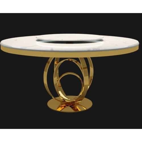Post-modern luxury stainless steel round simple marble dining table and chair combination designer creative dining table