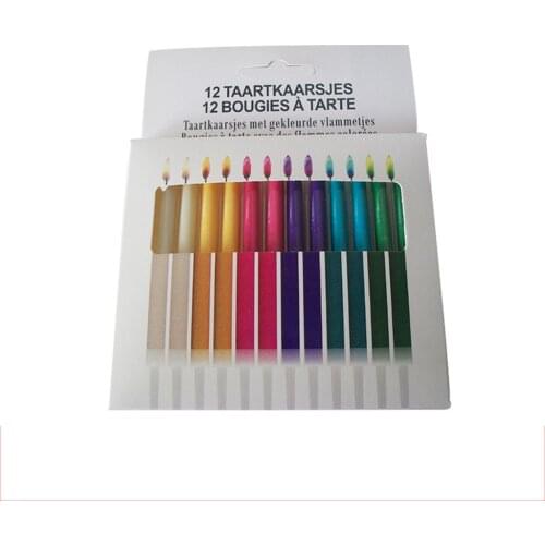 Creative Happy Birthday Candle 12pcs Party Festival Colorful Flames Environmental Edible Wax Cake Decor Colorful Flame Candle