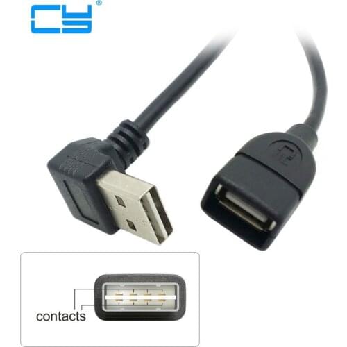 USB 2.0 Male to Female Extension Cable 100cm Reversible Design Up & Down Angled 90 Degree