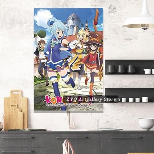 Konosuba Japan Anime Home Decor Poster Pictures Wall Art Bedroom Decoration Study Living Room Prints Painting