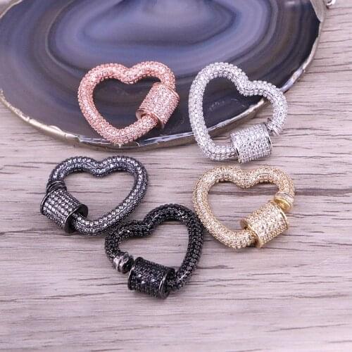 3PCS, Clear CZ Micro Pave Heart Clasps, DIY Jewelry Clasps, For Jewelry Making