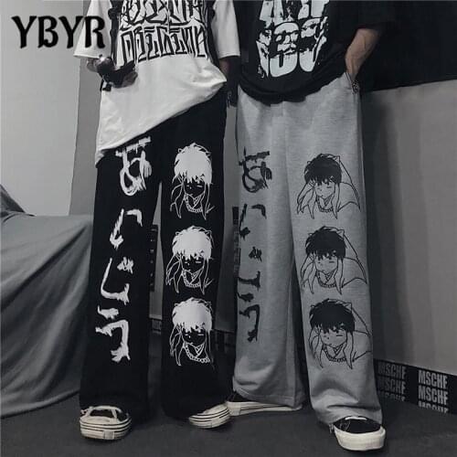 YBYR Harajuku Wide Leg Pants Fashion Anime Pattern Hip Hop Women Men Trousers Casual Oversize Streetwear Loose Jogger Pants