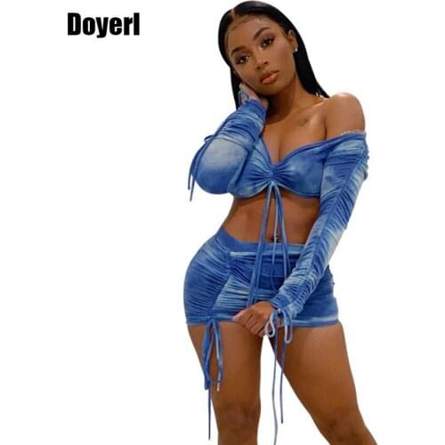 Sexy Two Piece Set Crop Top and Skirt Matching Sets Club Summer Birthday Outfits for Women Off Shoulder Mini Short 2 Piece Set