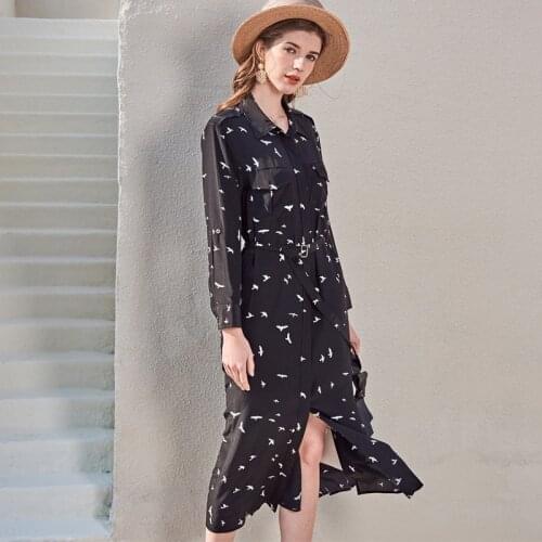 Pigeon print black silk floral maxi dress women 2020 summer long work boho beach office sexy party luxury dresses plus size