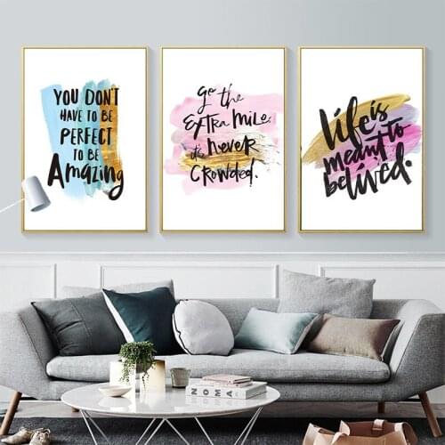 Live Motivational Quote Wall Art Canvas Painting Watercolor Minimalist Inspirational Poster Modern Living Room Home Decor