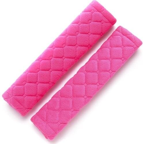 2pcs/set Car Seatbelt Crystal Plush Cover Seat Belt Shoulder Strap Protective Covers Comfortable Harness Sleeves