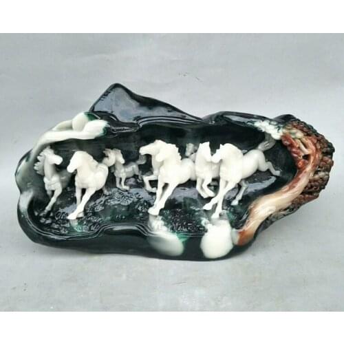 2021 GOOD OFFICE HOME COMPANY DECORATION EFFICACIOUS MASCOT 8 HORSES COURSER SCULPTURE GOOD LUCK FENG SHUI STATUE 40CM