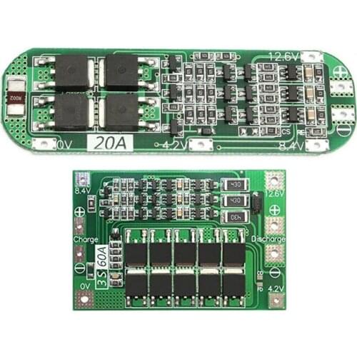 3S 20A Battery 18650 Charger PCB BMS Protection Board & 3S 60A Bms Board Lithium Li-Ion 18650 Battery Protection Board