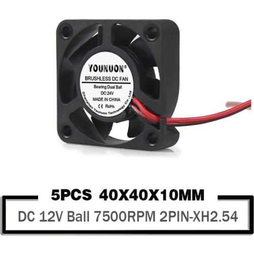 5 Pieces YOUNUON 4CM 40mm 24V Dual Ball Bearing Fan 40x40x10mm DC Brsuhless Cooling Cooler Fan for 3D Printer PC Laptop