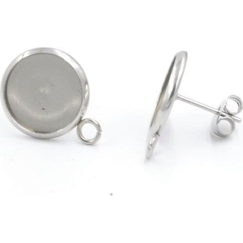 50pcs 6/8/10/12mm Mirror Polished with Inner Diameter Pendant Base Stainless Steel for DIY Jewelry Making Earring back settings